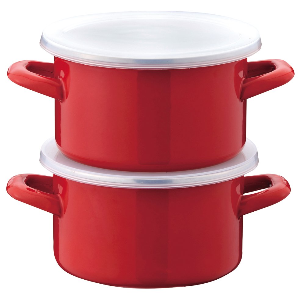 レッド 両手鍋 波形蓋*3 Amazon｜パール金属 ホーロー 両手鍋 15cm ガラス鍋蓋付 レッド IH対応